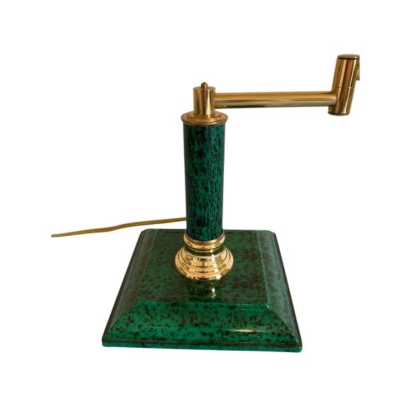 Vintage Swing Arm Desk Lamp Green Marble Marble Look - Picture 5 of 7